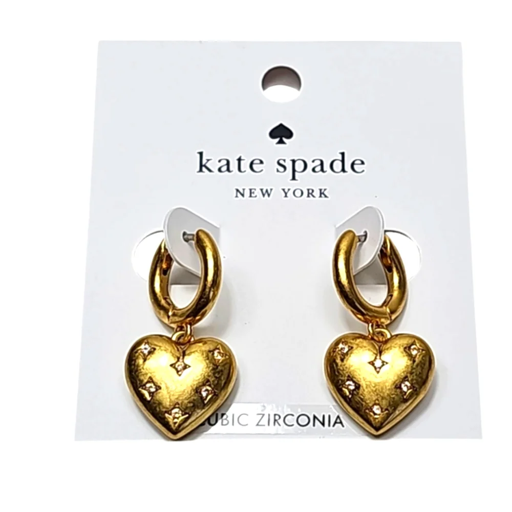Kate Spade My Precious Gold Heart Huggies Earrings